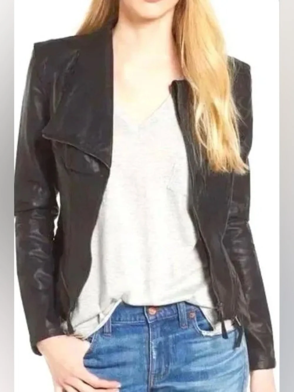 Blank NYC Black Asymmetrical Faux Leather Moto Jacket